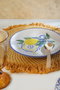 Hermia Set de Servir Pasteles de 4 piezas en Cerámica, 20 cm, Blanco, Azul Marino y Amarillo